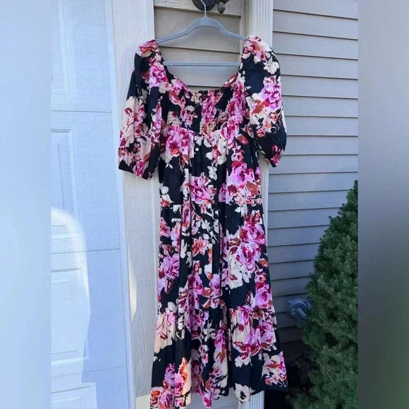 Anthropologie Blossom Textured Floral Smocked Back Maxi Dress Pockets - Picture 6 of 11